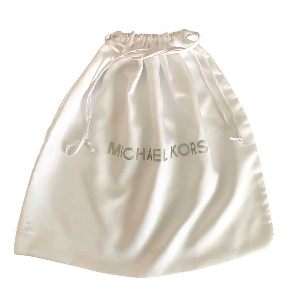 Michael Kors White Drawstring Dust Bag Storage Bag Grey Logo 16 x 14